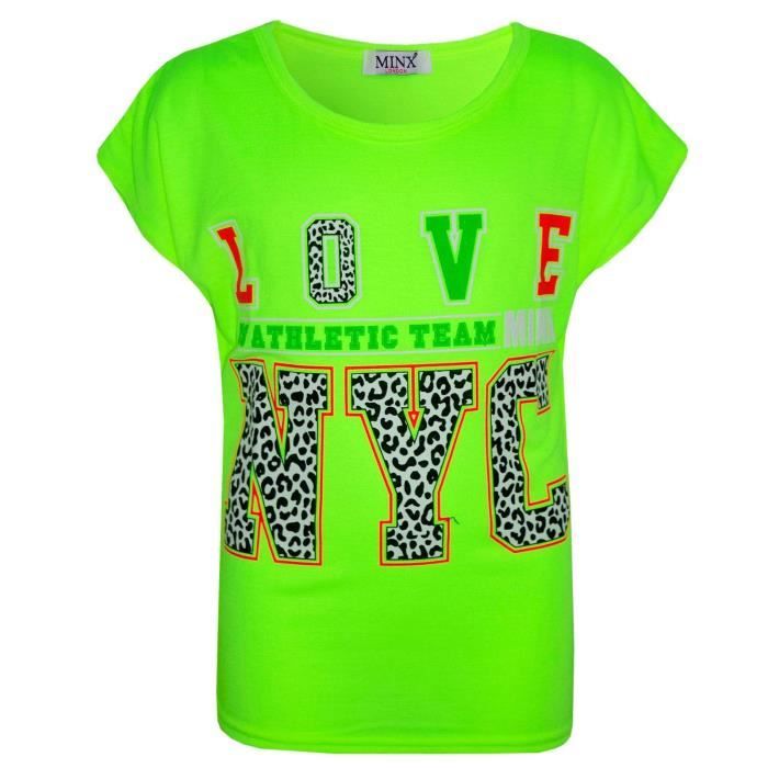 Enfants filles Love Us Athletic Team NYC Imprimé T-Shirt Haut 7-13 Ans