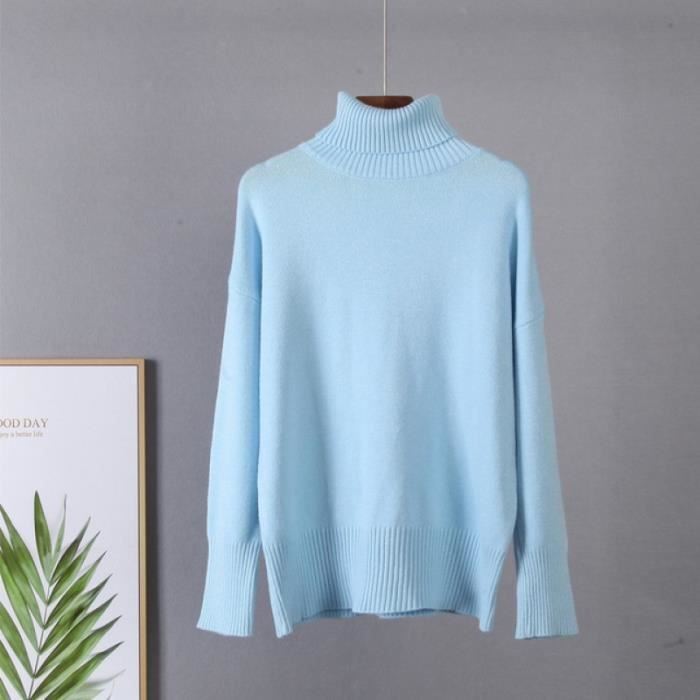 Zeagoo Pull Tricoté Femme Col Roulé Manches Longues - Chandail Chaud Élégant Décontracté Hiver Automne
