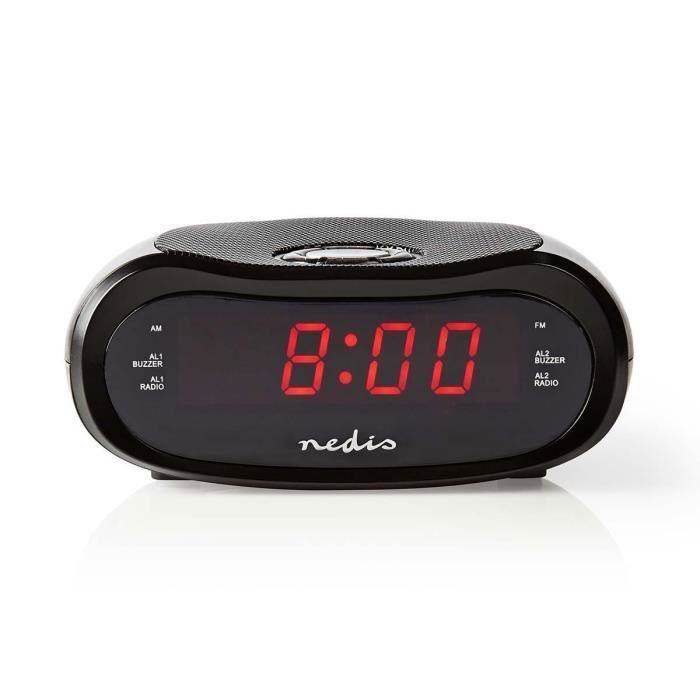 Radio-réveil numérique LED de 06 FM - NEDIS - 20 présélections - Snooze