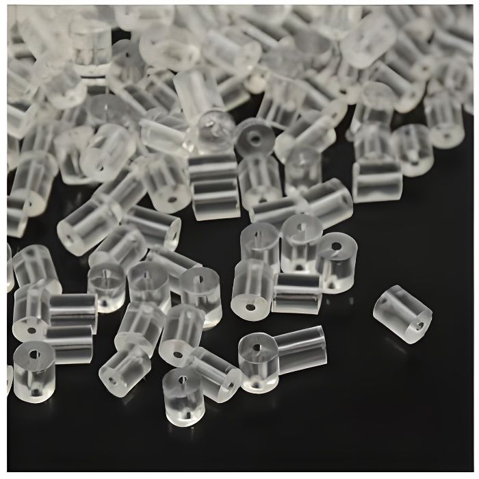 Accessoires création fermoir boucle d'oreille poussoir tube 3 x 3 mm (50 pièces) Transparent