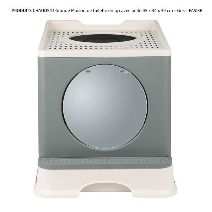 Comparer les prix de Bac à litière en pp avec pelle 45 x 34 x 39 cm - Gris Pour chat - FASIKE
