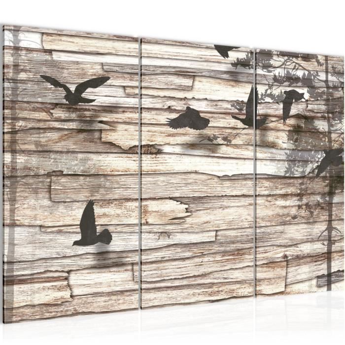 Tableau Sur Toile Oiseau Animaux Paon Beige Décoration Artistique - FEEBY - 90x60 Cm - Maison