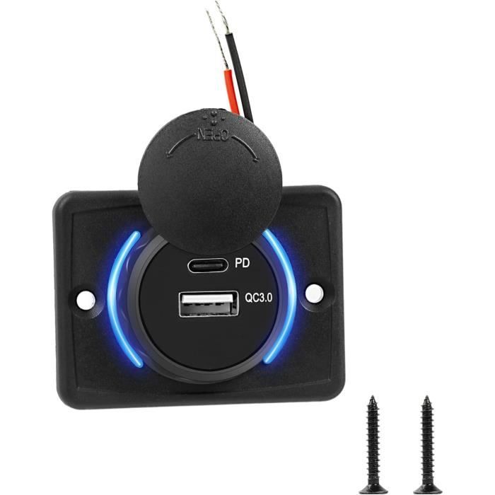 Double Prise USB Étanche 12V/24V - 3,1 A - Pour Camping-Car, Bateau, Caravane - Avec Connecteurs Et Vis