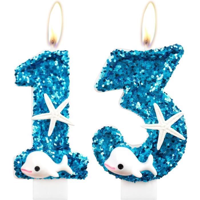 Bougies D'Anniversaire Reine Des Neiges Numéro 4 - Flocons De Neige Bleus Et Blancs Pailletés Pour Gâteau De Fille