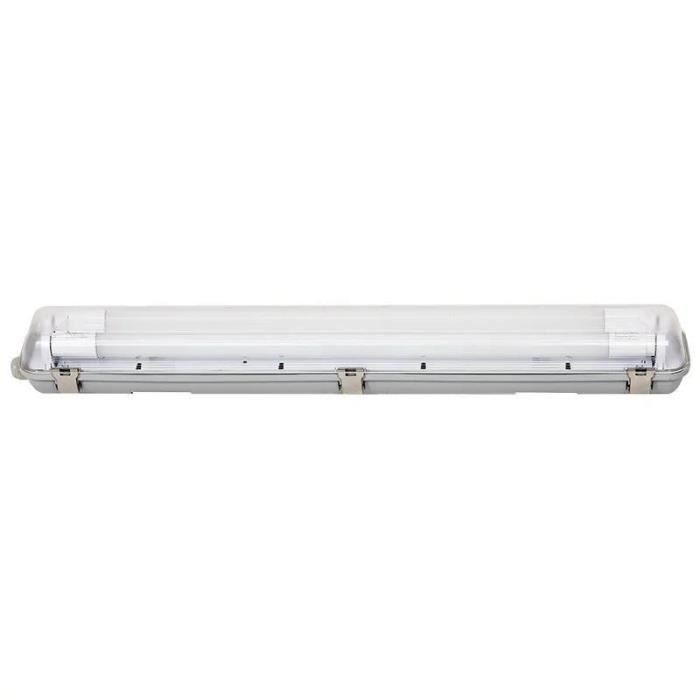 Kit de Réglette LED étanche Double pour Tubes T8 120cm IP65 (2 Tubes Néon  LED 120cm T8 36W inclus) - Blanc Neutre 4000K - 5500K - SILAMP