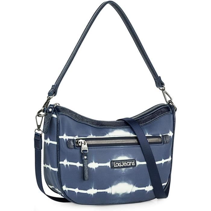 Sac à Bandoulière Femme En Simili Cuir - Format Demi-cercle - Bandoulière Ajustable 70-120 Cm - Noir