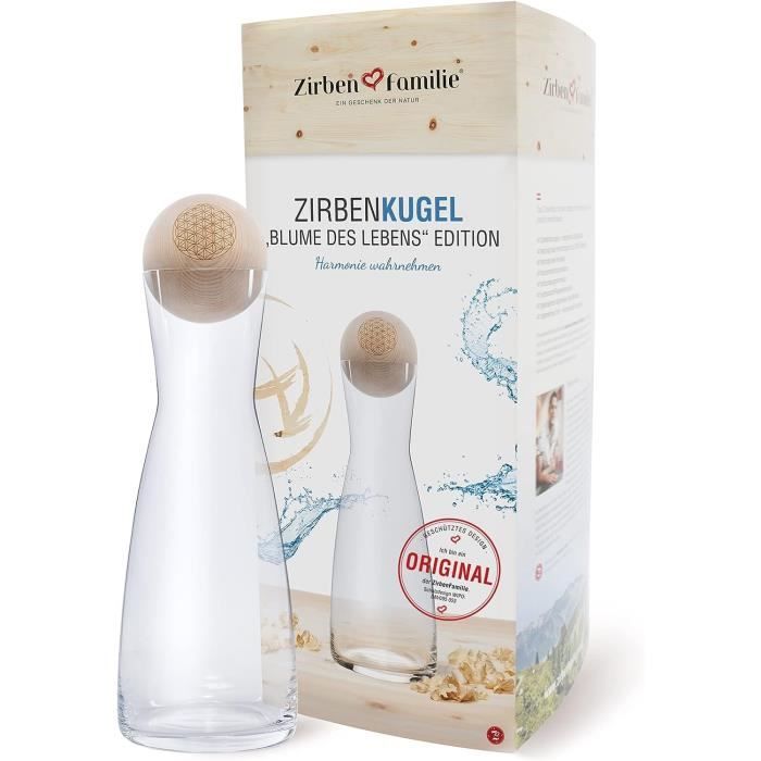 Carafe à Eau Avec Boule De Pin – 1 Litre, Verre Cristal – Donne Un Arôme Boisé à L’Eau