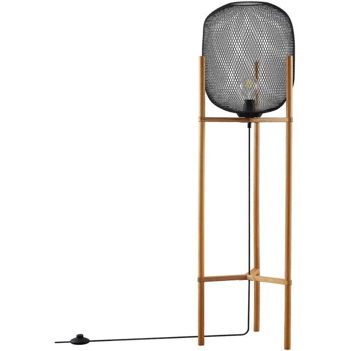Lampadaire Lindby Nantwin Blanc - Abat-Jour Tissu - Liseuse Intégrée - Pour Salon & Salle à Manger