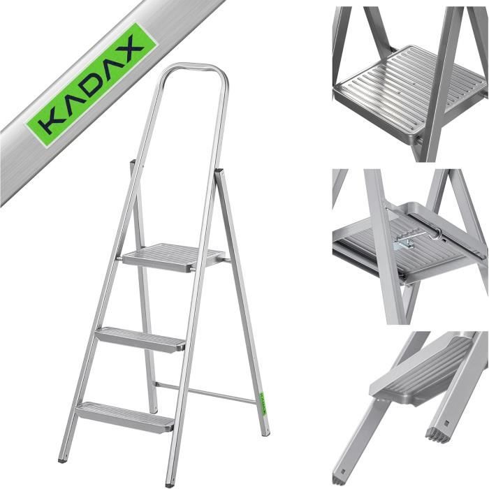 Échelle Pliante En Aluminium KADAX 5 Marches - Capacité 150kg - Avec Main Courante Et Plateau - 1.62m