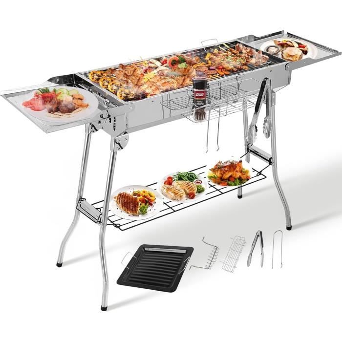 Barbecue Portable Pliable à Charbon Pour Camping - Petite Grille Inox