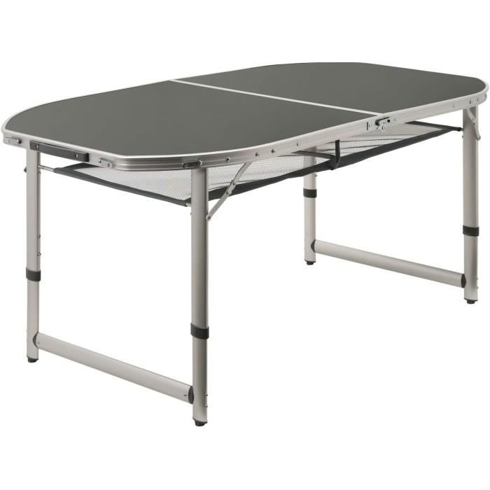 Table camping pliante aluminium extérieur hauteur réglable 120x68.5cm noir - ComfortXL Outdoor Living