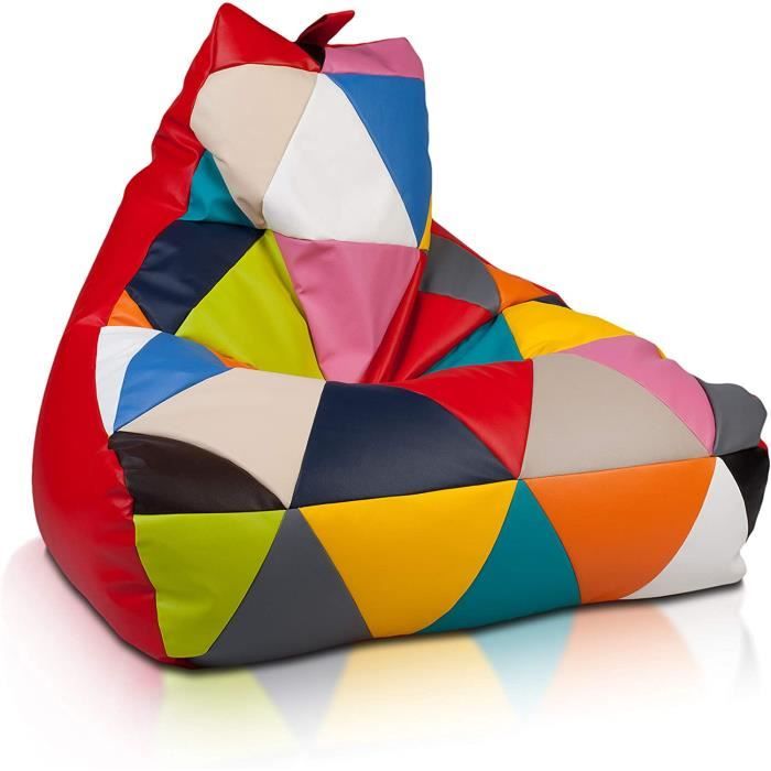 Ecopuf Pouf en tissu polyester imperméable pour intérieur et extérieur, 170 x 135 cm, rempli de billes de polystyrène