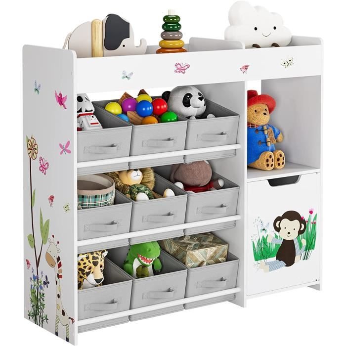 hocsok étagère à jouets, étagère de rangement avec 9 boîtes, meuble de rangement jouets blanc 90 x 80 x 29,5 cm38