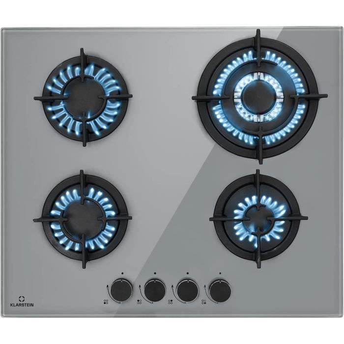 Klarstein Table de Cuisson à Gaz, Plaque de Cuisson Gaz à 4 Brûleurs