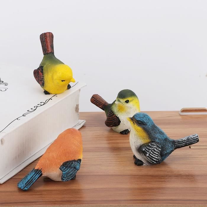 SURENHAP Décor d'oiseau 4 Pcs Oiseaux en Résine Décoration de Figurine ...