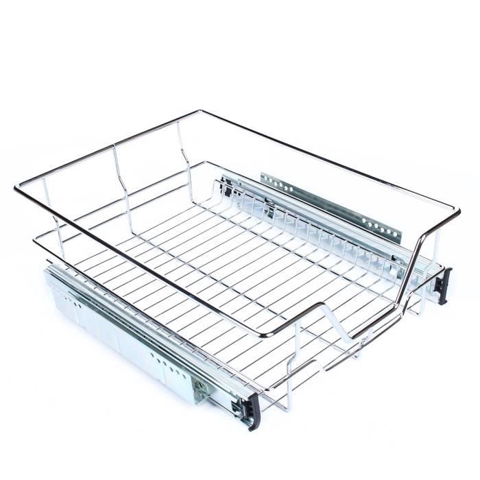 Organisateur Sous Armoire Coulissant Acier Carbone - Panier Extractible Cuisine Salle De Bain