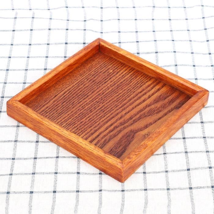 Plateau De Service En Bois - Modèle Carré - Design Vintage - Pour Thé, Apéritifs Ou Décor