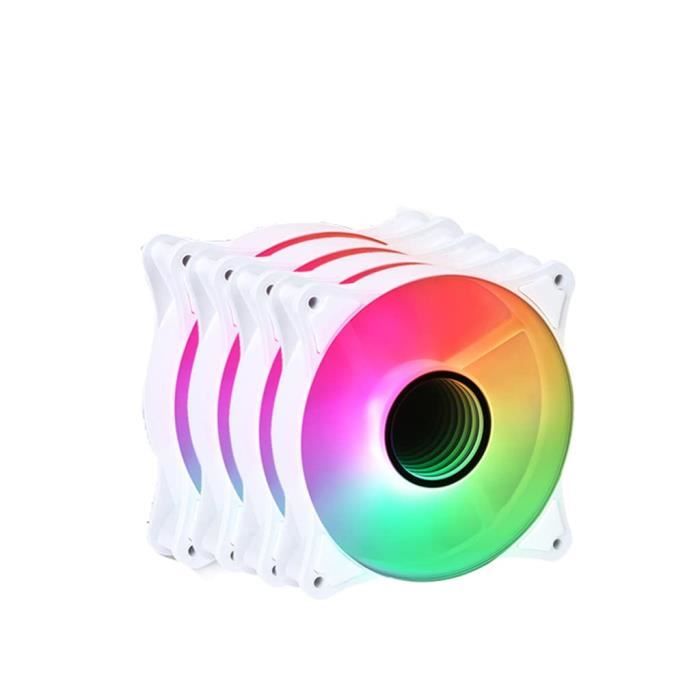 Ventilateur PC 120mm LED RGB – Blanc – 12V – 4Pin Vers 3Pin – Refroidissement