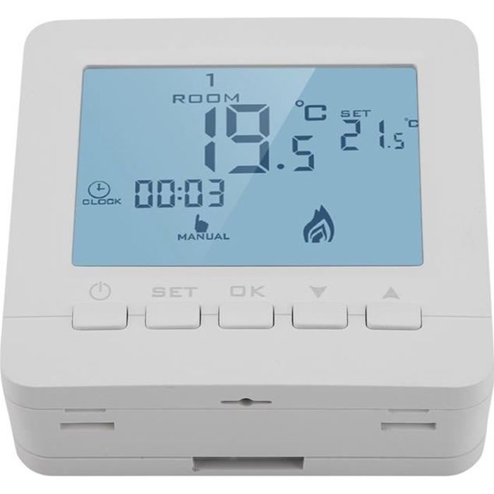 VGEBY® Thermostat d'ambiance programmable numérique régulateur de température Contrôleur chauffage température LCD Thermostat intell