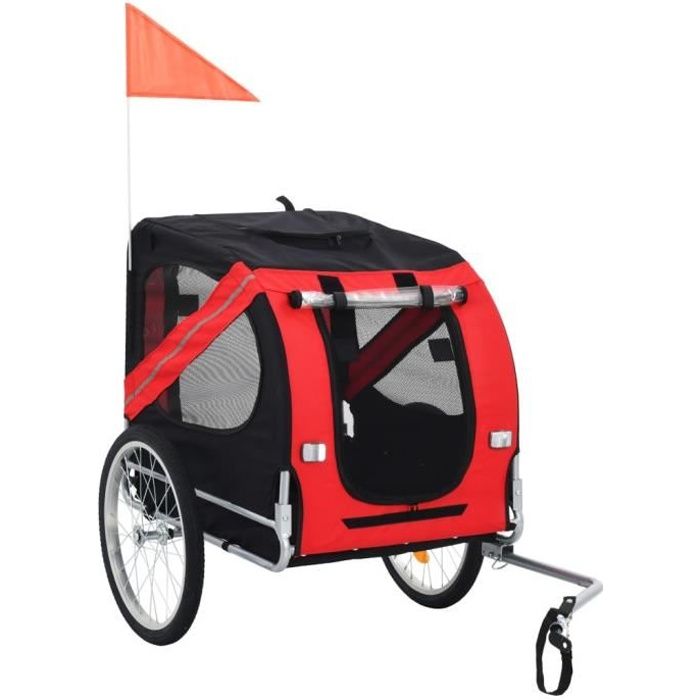 vidaXL Remorque de vélo pour chiens Rouge et noir