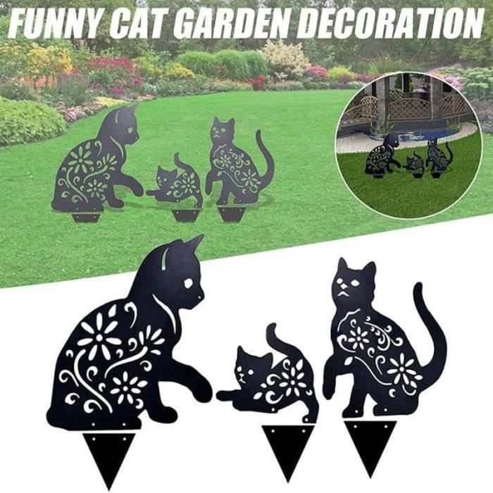 Déco Jardin En Métal Pieu Chat - Statue Métallique Pour Pelouse, Pot De Fleurs, Intérieur/extérieur