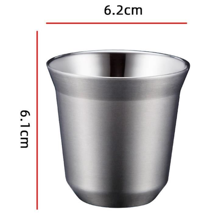 Lot De 2 Tasses Expresso En Acier Inoxydable 304 Double Paroi - 80 Ml, Isolation Thermique, Lave-vaisselle