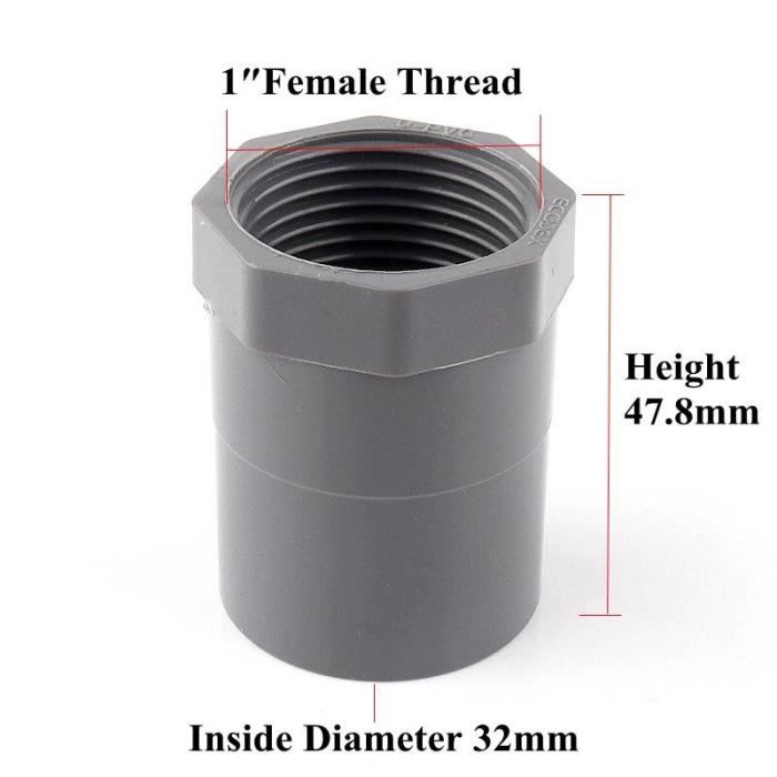 RACCORD,ID 32mm to 1 Inch1pcConnecteurs droits PVC filetage