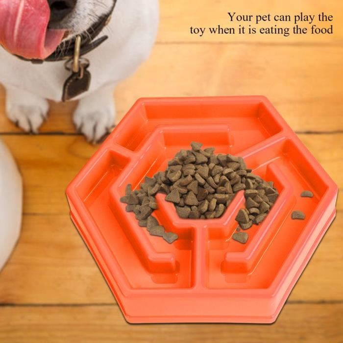 Labyrinthe Sûr Et Sain Motif Gamelle Pour Chat Chien Lent Manger Feeder Des Aliments Orange Cy