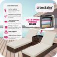 TECTAKE Lot de 2 Bains de soleil en duo au design luxueux avec Cadre en aluminium - Marron-1
