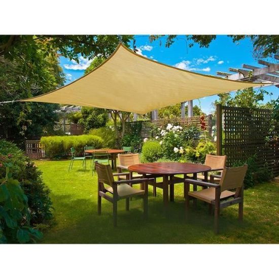 Voile D'ombrage 3x4m Crème - Protection UV 95% - Imperméable - Pour Jardin, Terrasse, Extérieur