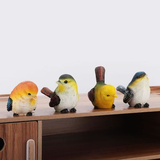 Décor D'oiseaux, 4Pcs Résine Oiseaux Animaux Figurine Décoration Pelouse Jardin Cour Ornements