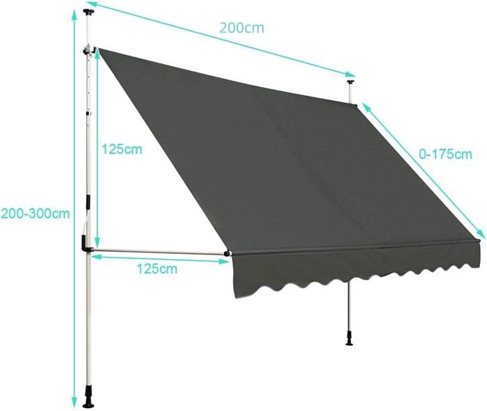 Store Banne Manuel VEVOR 4x2,4 M Auvent Rétractable Terrasse Extérieur