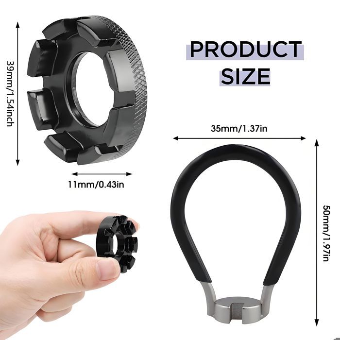 JUGUTA Clé à Rayons 8 Voies – Outil Réglage Roues Vélo, 6 Tailles (10-15), Acier Robuste, Pour VTT, Route, électrique