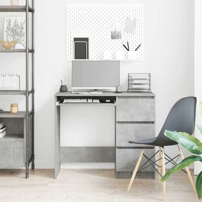 Bureau d'étude-Bureau Gris béton 90 x 45 x 76 cm ,Bois d’ingénierie ...