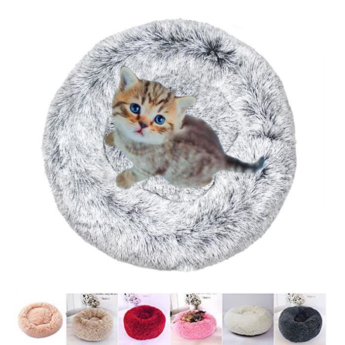 Coussin Rond Doux Pour Chat/Chien - Taille S 37 Cm | Tapis Peluche Lavable Machine Confortable
