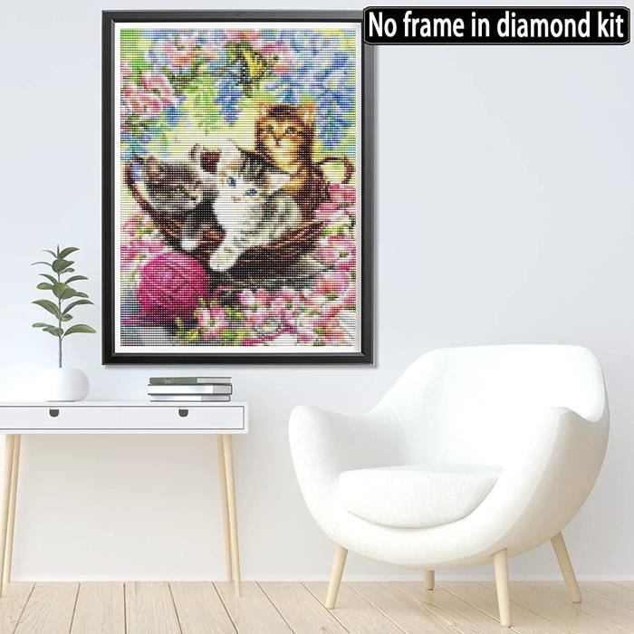 Kit 5D Diamond Painting "Tre Gattini Con Fragola" – 30x40 Cm, Completo Di Strass Rotondi E Tela