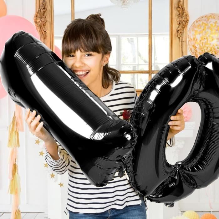 Ballon Anniversaire 25 Ans Noir, 100 Cm Ballon Chiffre Numéro 25 Noir