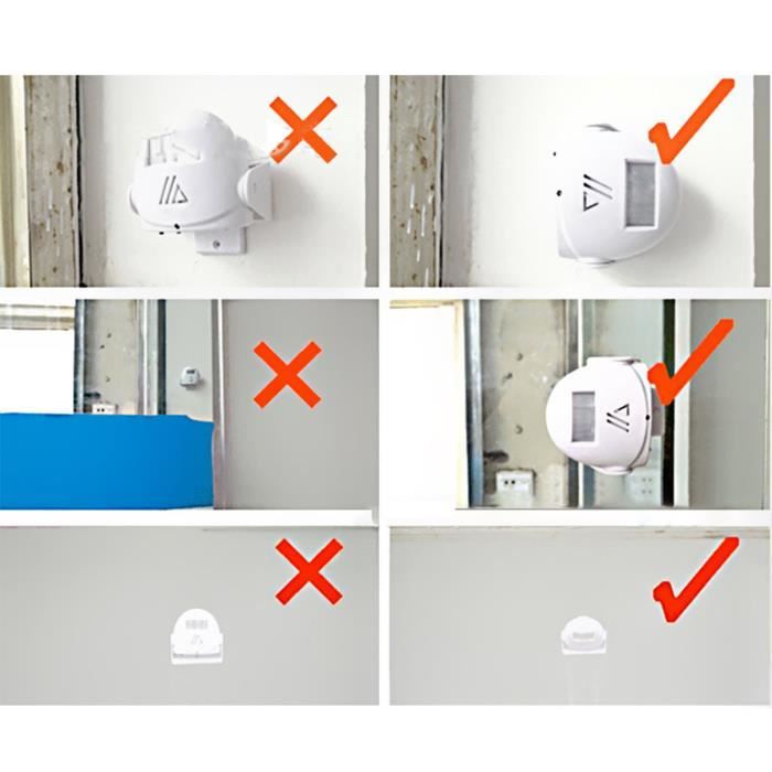 Sonnette de porte d'entrée sans fil Sonnette d'alarme infrarouge Anti ...