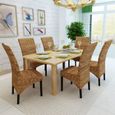 Chaises de salle à manger 6pcs Bois solide de manguier et abaca Chaise à dîner Chaise de cuisine Contemporain ®ERLSKR®-2