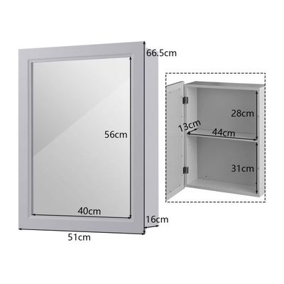 Armoire De Salle De Bain Murale Avec Miroir - 51x66 Cm, étagères Réglables, Cadre Noir Mat, Installation Encastrable