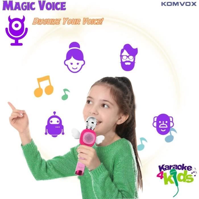 KOMVOX Microphone Karaoke Enfants avec Lumières LED et Changeur de Voix  pour Les Enfants de 3 à 6 Ans en destockage et reconditionné chez DealBurn