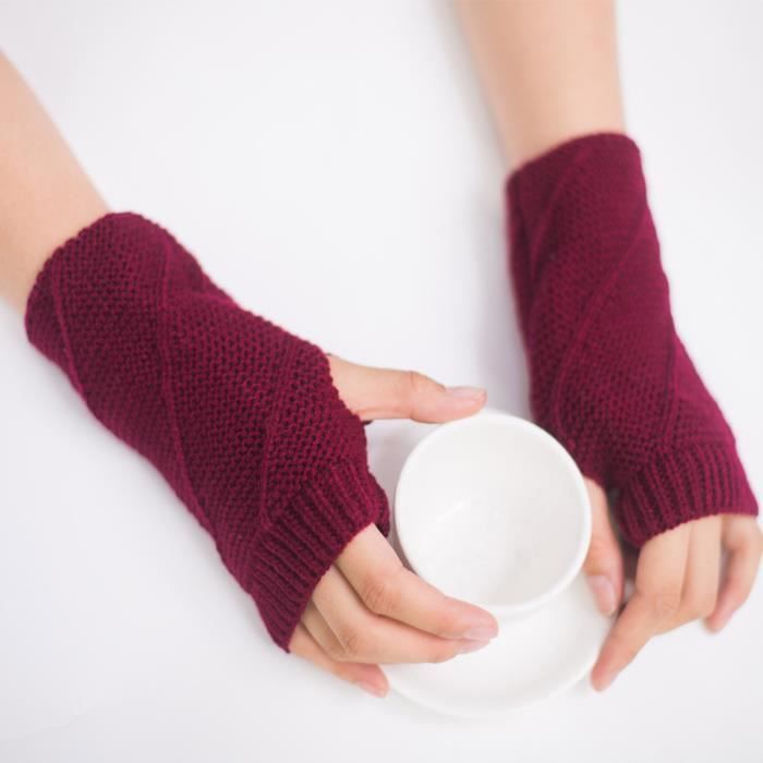 Mitaines Sans Doigts Tressées - Manches Longues - Gris Foncé - Pour Bras Et Mains - Chaud Et Mode