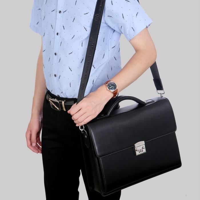 Porte-documents,Sac à main de luxe en cuir véritable pour homme, porte  documents avec serrure à mot de passe, - Type black - Cdiscount Bagagerie -  Maroquinerie