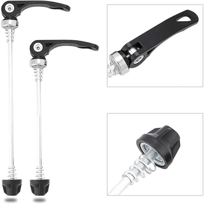 Levier De Roue Vélo Antivol Rapide - Alliage Aluminium, 115mm (AV) / 155mm (ARR), Jaune/Noir/Rouge