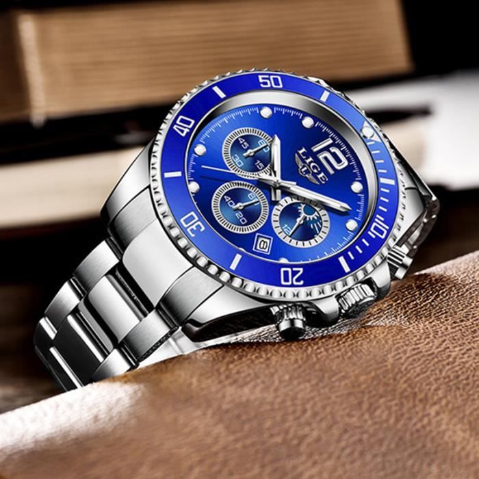 1472 Hommes Montre Sport Multifonction- 50M Water Resistant-Bleu