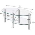 COSTWAY Table Basse en Verre Trempé Table de Café avec 3 Etagères pour Salon, Chambre 89 x51x45,5cm Transparente-3