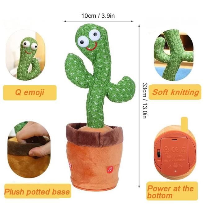 Dancing Cactus, Jouet Électronique en Peluche Qui Répète Ce Que Vous Dites  Et Chante, Cactus Qui Chante Et Danse