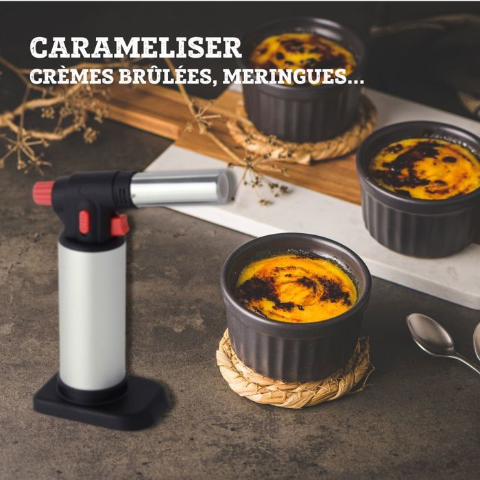 Torche De Cuisine Professionnelle à Butane - Flamme Réglable à 1300°C Pour Crème Brûlée, Desserts Et Pâtisserie