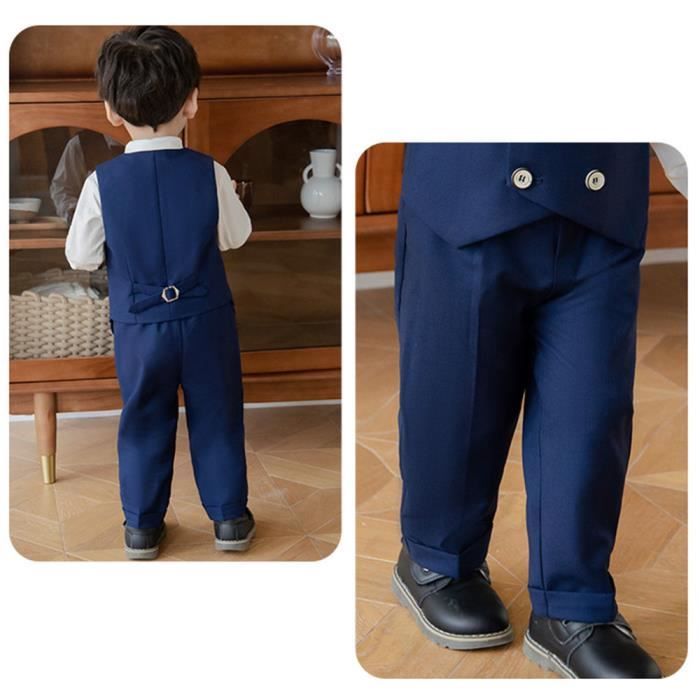 Costume Bébé Garçon 3 Pièces - Smoking élégant Avec Gilet Et Nœud Papillon (bleu Ou Noir), Tailles 1-12 Ans
