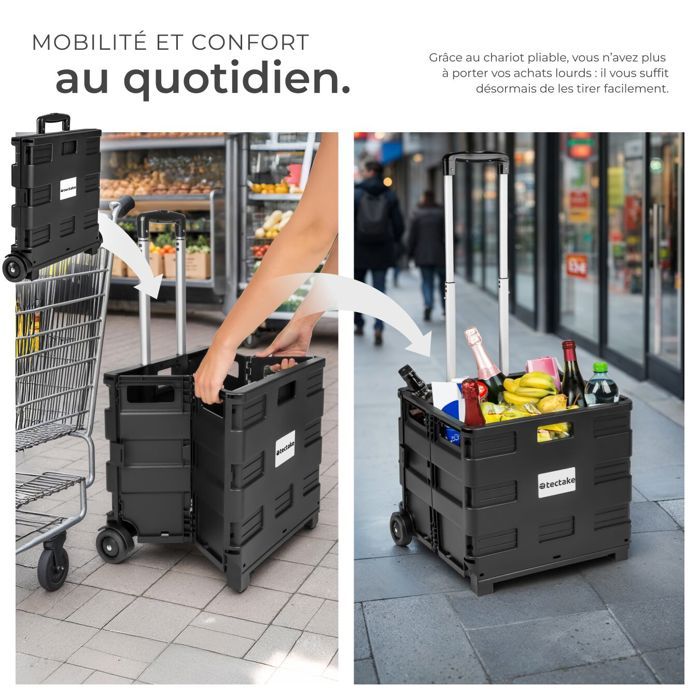 IMIKEYA Chariot Pliable Robuste Aluminium Avec Poignée Trolley Portable